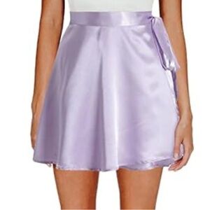 Elegant Lavender Satin Wrap Skirt